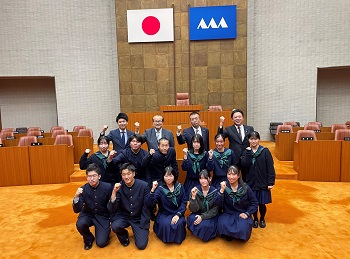 議場見学(集合写真)