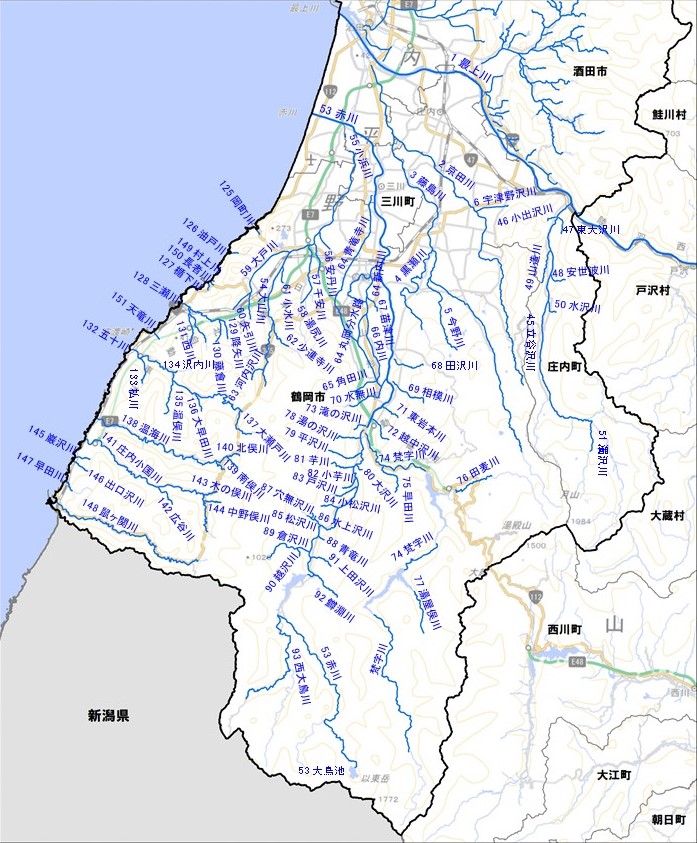 庄内河川位置図(南部)